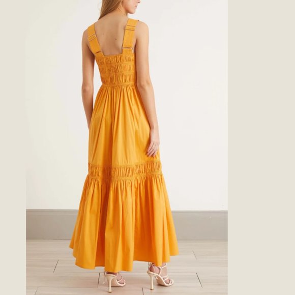 (Flaw) Lee Mathews Elsie Apron Dress in Marigold - Picture 4 of 10